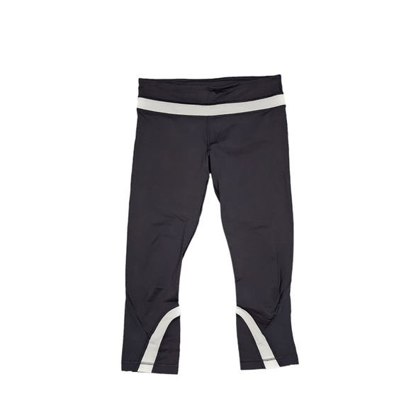 Lululemon Leggings Run Inspire Crop II Leggings Black White Size 8 - Picture 1 of 9